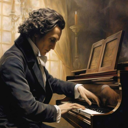 نقاشی عکس فردریک شوپن پیانیست